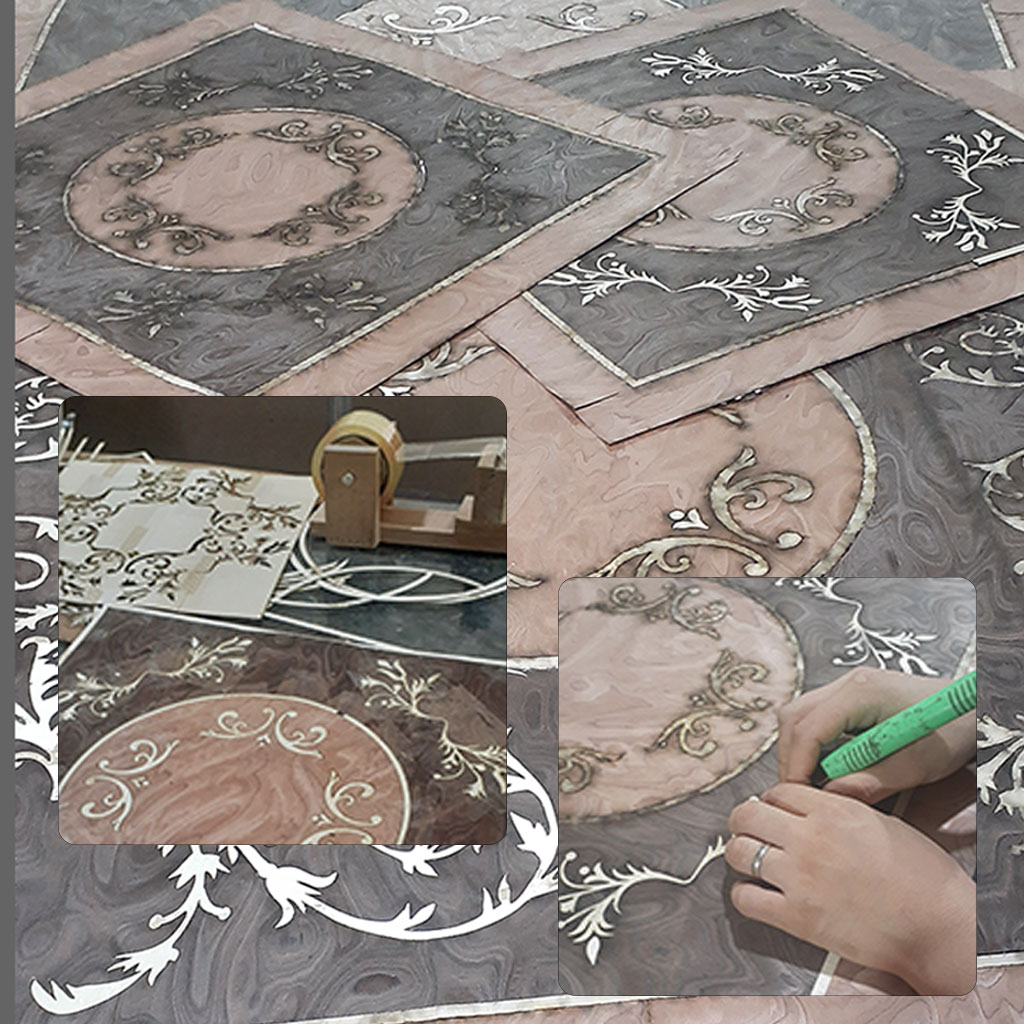 طراحی معرق کاری با روکش چوبی